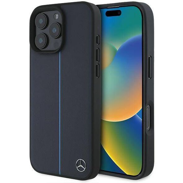 Mercedes case for iPhone 16 Pro Max 6,9&quot; MEHMP16X23RURBV Hardcase MB Blue Line Leather MagSafe navy blue 3666339325671