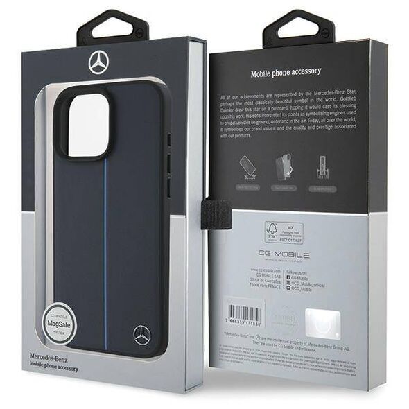 Mercedes case for iPhone 16 Pro Max 6,9&quot; MEHMP16X23RURBV Hardcase MB Blue Line Leather MagSafe navy blue 3666339325671