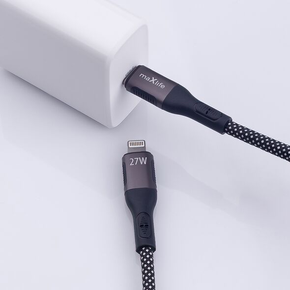 Maxlife MXUC-11 magnetic cable USB-C - Lightning 1,0 m 27W black nylon 5907457795969