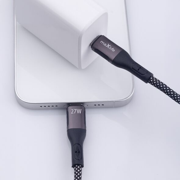 Maxlife MXUC-11 magnetic cable USB-C - Lightning 1,0 m 27W black nylon 5907457795969