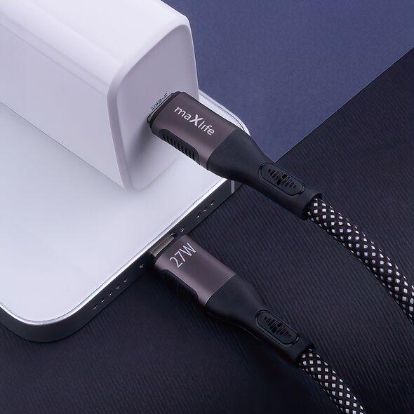 Maxlife MXUC-11 magnetic cable USB-C - Lightning 1,0 m 27W black nylon 5907457795969