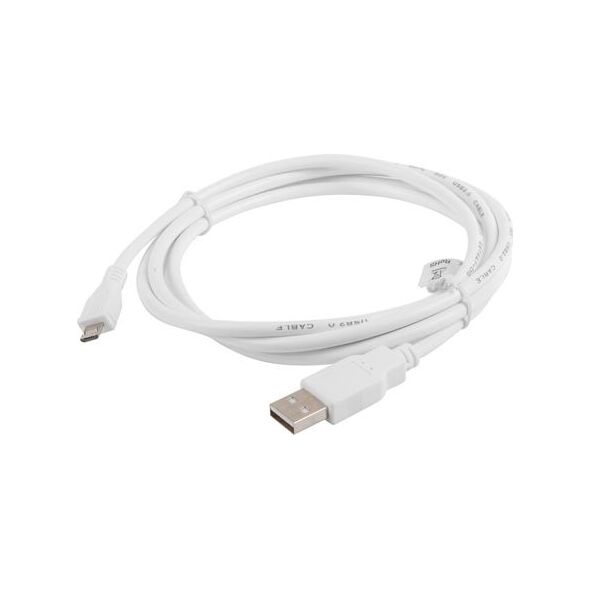 Kabel USB Lanberg USB-A - microUSB 1 m Biały (CA-USBM-10CC-0010-W)