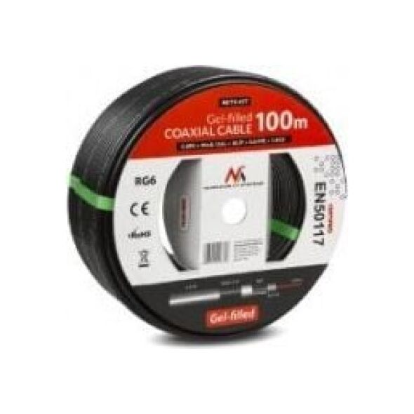 Maclean Kabel koncentryczny MCTV-477 żelowany satelitarny RG6 100m 1.0CU+4.6FPE+AL/P+96*0.12AL+6.8PE
