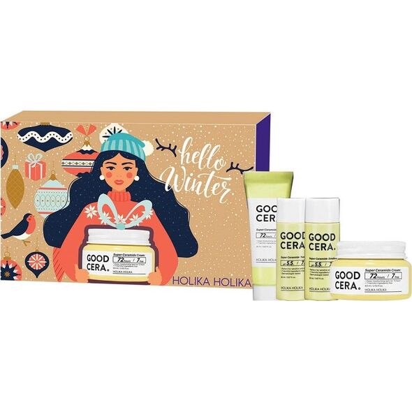 Holika Holika Good Cera Super Ceramide zestaw nawilżający krem do twarzy 60 ml + nawilżający krem do twarzy 20 ml + nawilżająca emulsja 20 ml + tonik do twarzy 20 ml