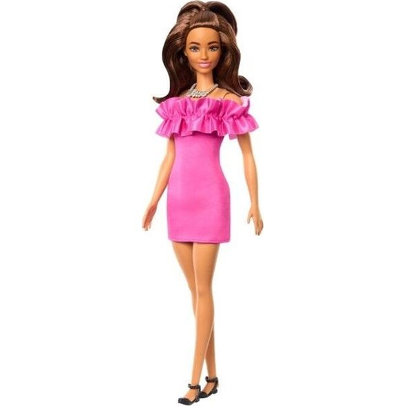Mattel Barbie Fashionistas. Lalka Różowa sukienka HRH15