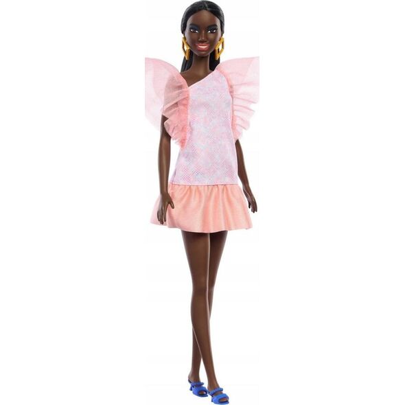 Mattel Fashionistas Lalka Brzoskwiniowo-różowa sukienka HRH14
