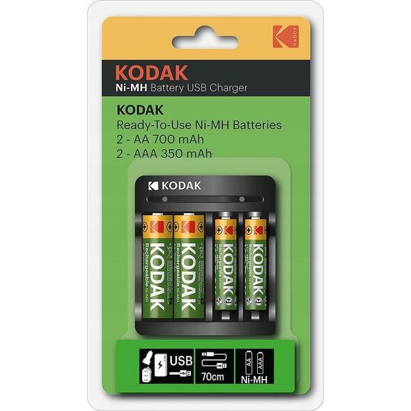 Ładowarka Kodak Ładowarka Usb Kodak + 2x Akumulator Aa 750mah + 2x Aaa 300 Mah