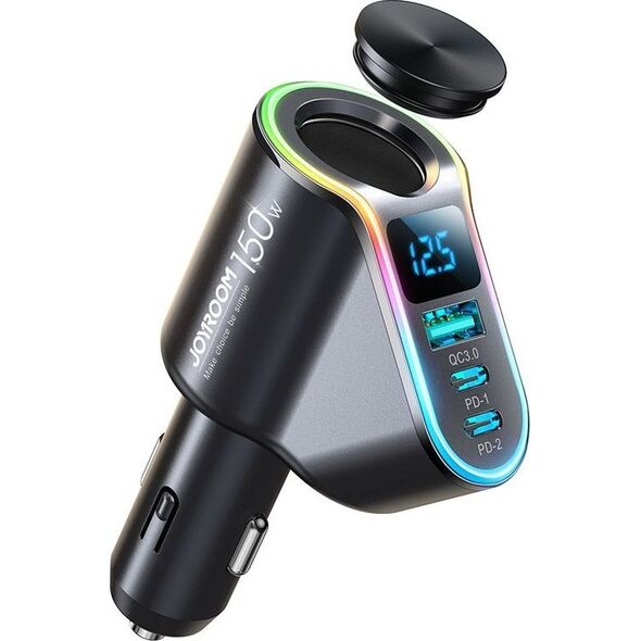 Ładowarka Joyroom Joyroom szybka ładowarka samochodowa 4w1 USB-A QC3.0 / 2xUSB-C PD 150W czarna (JR-CL21)