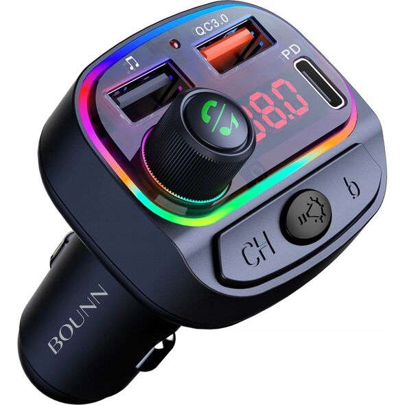 Transmiter FM Bounn Bounn Åadowarka samochodowa QC3.0+PD18W C14