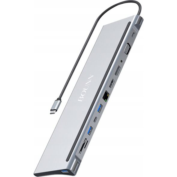 Stacja/replikator Bounn Bounn Adapter 12w1 TypeC to HDMI (4K30Hz)+DP+VGA+RJ45(1000Mbps)+USB3.0*2+US