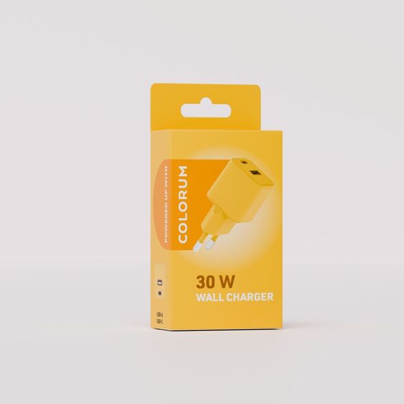 COLORUM wall charger USB-A + USB-C PD 30W CLS30-AC-05 xYellow 5907457718593