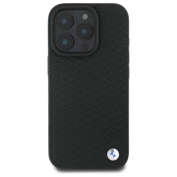 Original Case IPHONE 16 PRO BMW Hardcase Signature Leather Diamond Metal Logo MagSafe (BMHMP16L23RDDK) black 3666339323226