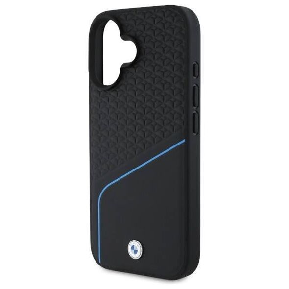 Original Case IPHONE 16 BMW Hardcase Signature Leather Textured & Line MagSafe (BMHMP16S23RDCLK) black 3666339323288