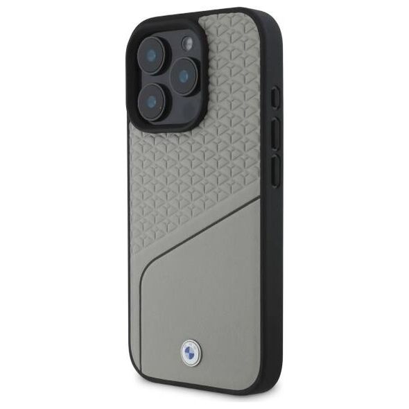 Original Case IPHONE 16 PRO MAX BMW Hardcase Signature Leather Textured & Line MagSafe (BMHMP16X23RDCLG) gray 3666339323356