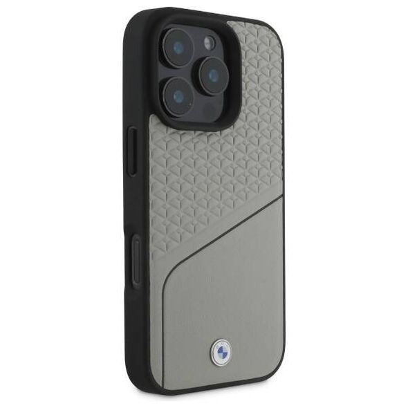 Original Case IPHONE 16 PRO MAX BMW Hardcase Signature Leather Textured & Line MagSafe (BMHMP16X23RDCLG) gray 3666339323356