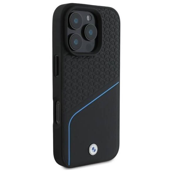Original Case IPHONE 16 PRO MAX BMW Hardcase Signature Leather Textured & Line MagSafe (BMHMP16X23RDCLK) black 3666339323318