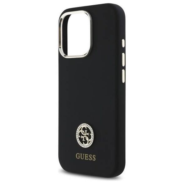 Original Case IPHONE 16 PRO Guess Hardcase Silicone Logo Strass 4G (GUHCP16LM4DGPK) black 3666339328788