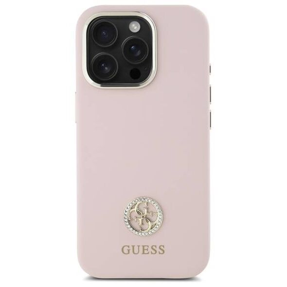 Original Case IPHONE 16 PRO Guess Hardcase Silicone Logo Strass 4G (GUHCP16LM4DGPP) light pink 3666339328900