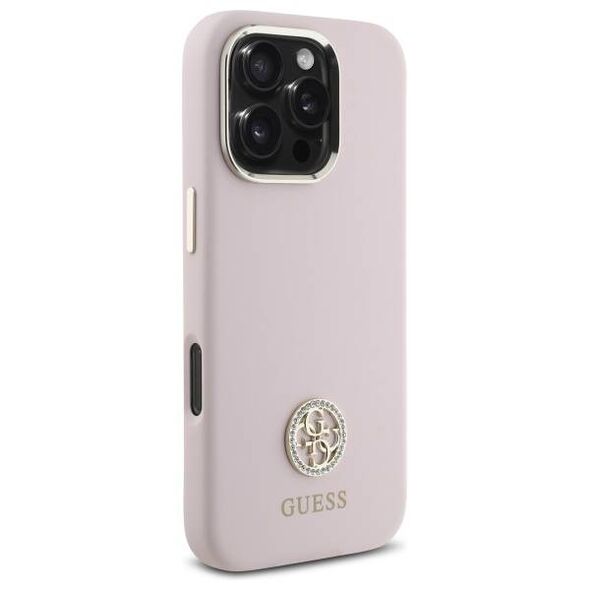 Original Case IPHONE 16 PRO Guess Hardcase Silicone Logo Strass 4G (GUHCP16LM4DGPP) light pink 3666339328900