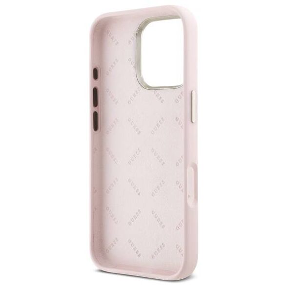 Original Case IPHONE 16 PRO Guess Hardcase Silicone Script Metal Logo & Frame (GUHCP16LSMBSLP) pink 3666339344276