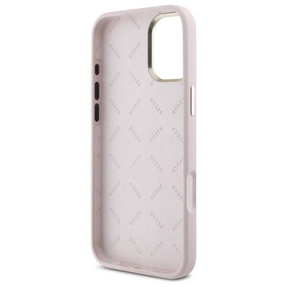 Original Case IPHONE 16 PLUS Guess Hardcase Silicone Script Metal Logo & Frame (GUHCP16MSMBSLP) pink 3666339344269