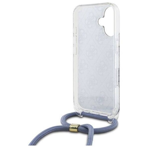 Original Case IPHONE 16 Guess Hardcase Crossbody Cord 4G Print (GUHCP16SHC4SEB) blue 3666339344337