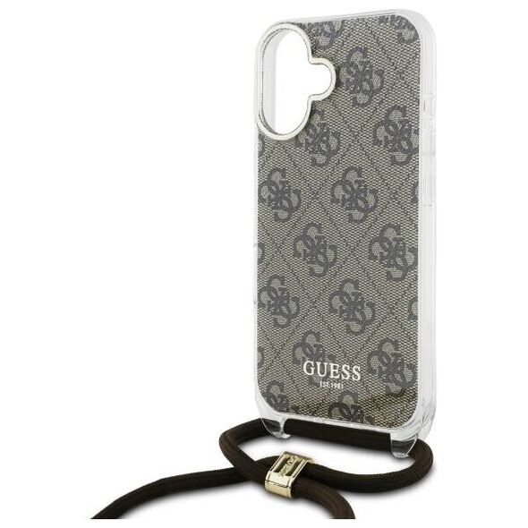 Original Case IPHONE 16 Guess Hardcase Crossbody Cord 4G Print (GUHCP16SHC4SEW) brown 3666339345167