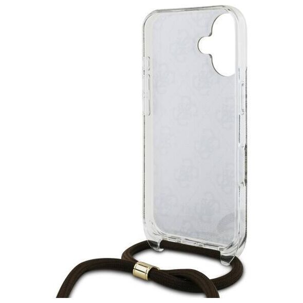 Original Case IPHONE 16 Guess Hardcase Crossbody Cord 4G Print (GUHCP16SHC4SEW) brown 3666339345167