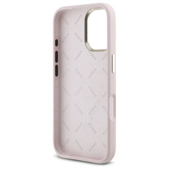 Original Case IPHONE 16 Guess Hardcase Silicone Logo Strass 4G (GUHCP16SM4DGPP) light pink 3666339328887