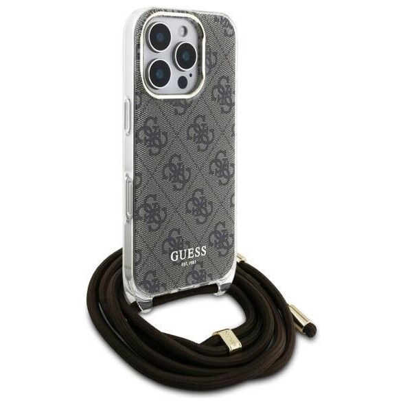 Original Case IPHONE 16 PRO MAX Guess Hardcase Crossbody Cord 4G Print (GUHCP16XHC4SEW) brown 3666339345198