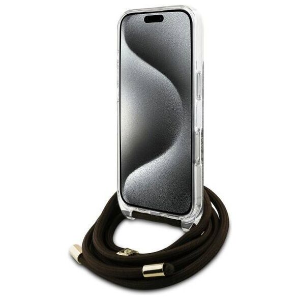 Original Case IPHONE 16 PRO MAX Guess Hardcase Crossbody Cord 4G Print (GUHCP16XHC4SEW) brown 3666339345198