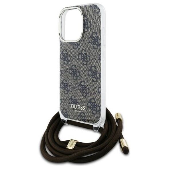 Original Case IPHONE 16 PRO MAX Guess Hardcase Crossbody Cord 4G Print (GUHCP16XHC4SEW) brown 3666339345198