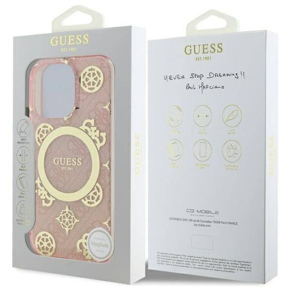 Original Case IPHONE 16 PRO Guess Hardcase IML Peony On 4G Background MagSafe (GUHMP16LH4PYEEP) pink 3666339300371