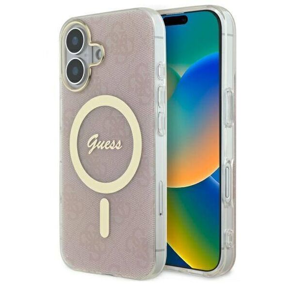 Original Case IPHONE 16 PLUS Guess Hardcase IML 4G MagSafe (GUHMP16MH4STP) pink 3666339342050