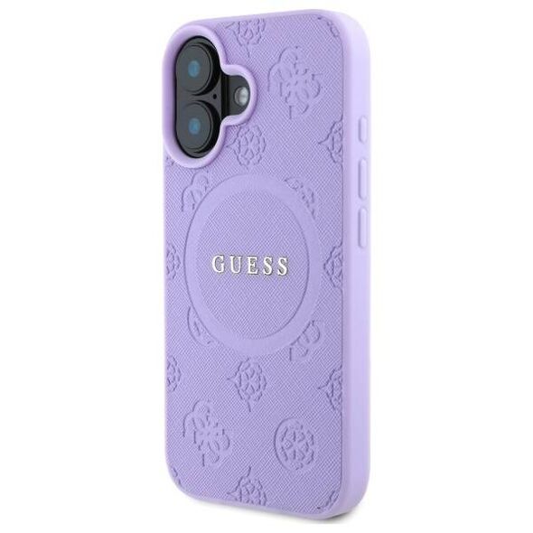 Original Case IPHONE 16 PLUS Guess Hardcase Saffiano Peony Classic Logo MagSafe (GUHMP16MPSAPSMEU) purple 3666339328252