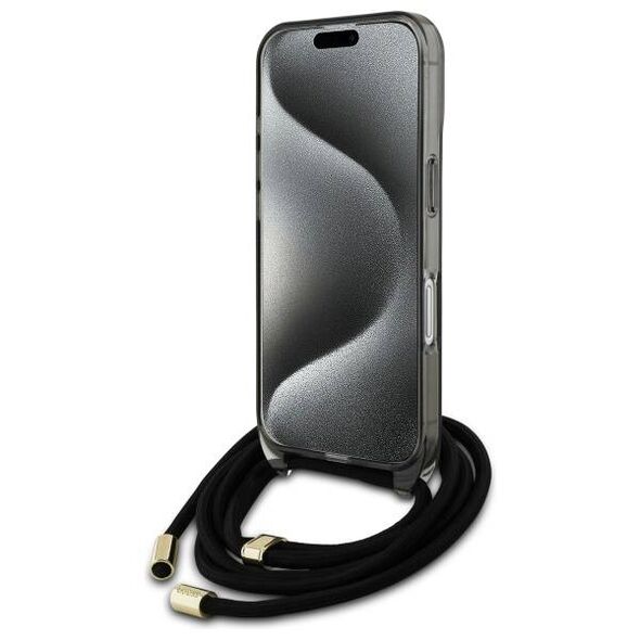 Original Case IPHONE 16 Guess Hardcase Crossbody Cord Script MagSafe (GUHMP16SHCTSGNSK) black 3666339345648