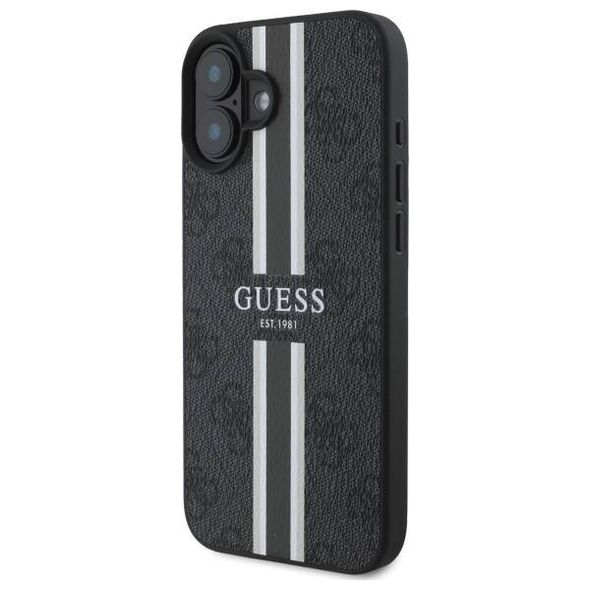 Original Case IPHONE 16 Guess Hardcase 4G Printed Stripes MagSafe (GUHMP16SP4RPSK) black 3666339342081