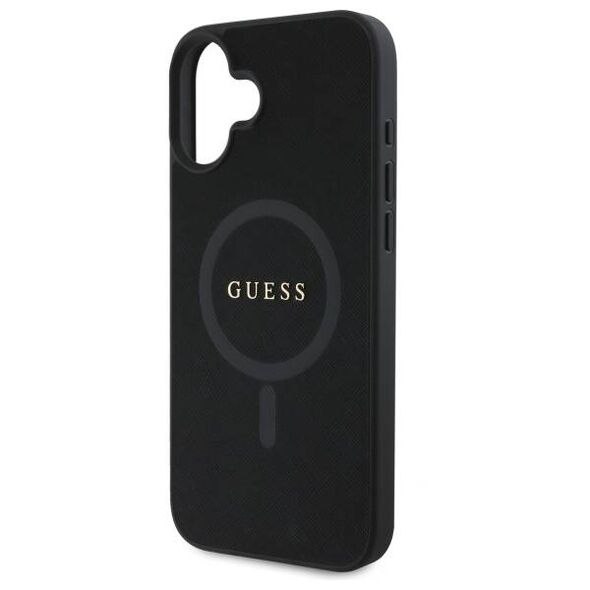 Original Case IPHONE 16 Guess Hardcase Saffiano Classic Logo MagSafe (GUHMP16SPSAHMCK) black 3666339342401