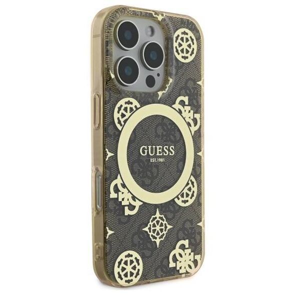 Original Case IPHONE 16 PRO MAX Guess Hardcase IML Peony On 4G Background MagSafe (GUHMP16XH4PYEEW) brown 3666339300081
