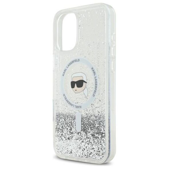 Original Case IPHONE 16 PLUS Karl Lagerfeld Hardcase Liquid Glitter Karl Head MagSafe (KLHMP16MLGKISGH) transparent 3666339319175