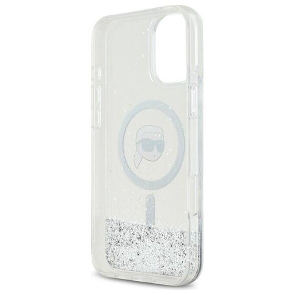 Original Case IPHONE 16 PLUS Karl Lagerfeld Hardcase Liquid Glitter Karl Head MagSafe (KLHMP16MLGKISGH) transparent 3666339319175