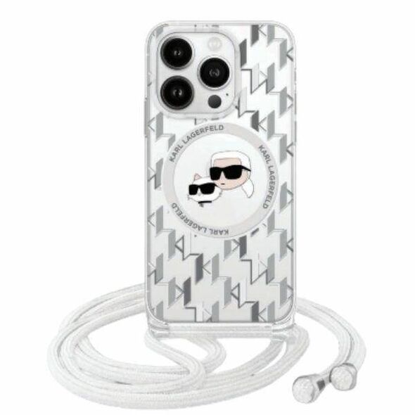 Original Case IPHONE 16 Karl Lagerfeld Hardcase IML Crossbody Monogram Karl & Choupette Head MagSafe (KLHMP16SHCKCKLCT) transparent 3666339320485