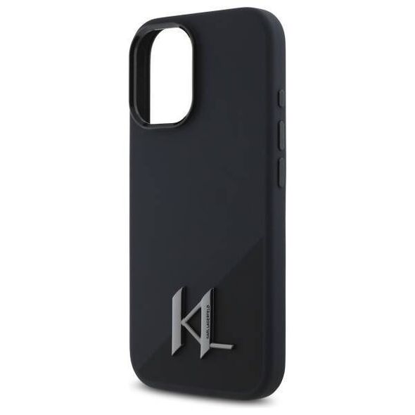 Original Case IPHONE 16 Karl Lagerfeld Hardcase Silicone Shadow Metal Initial MagSafe (KLHMP16SSCMKMPCK) black 3666339317928