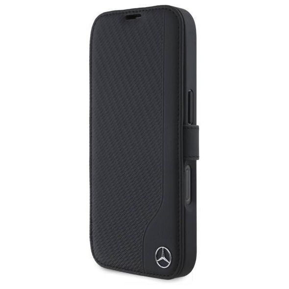 Original Case IPHONE 16 Mercedes Bookcase Leather Wood Imitation (MEBKP16S23RBGVK) black 3666339364564