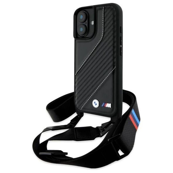 Original Case IPHONE 16 PLUS BMW Hardcase M Edition Carbon Stripe & Strap (BMHCP16M23PSCCK) black 3666339324292