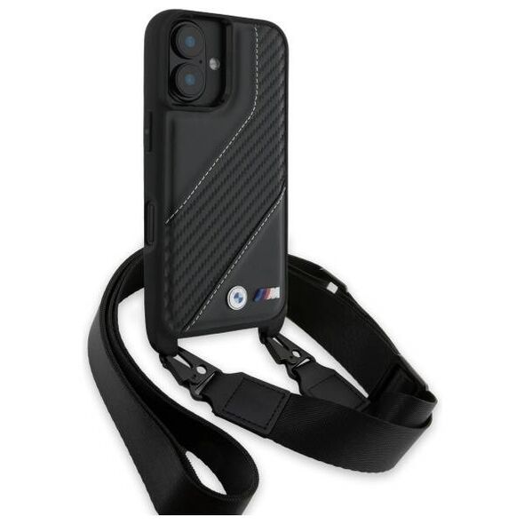 Original Case IPHONE 16 PLUS BMW Hardcase M Edition Carbon Stripe & Strap (BMHCP16M23PSCCK) black 3666339324292