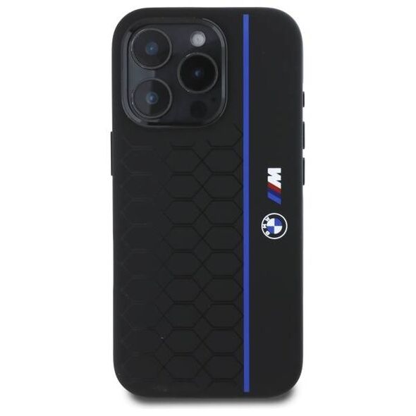 Original Case IPHONE 16 PRO BMW Hardcase Silicone Hexagon Blue Line MagSafe (BMHMP16L23SHEB) black 3666339324865