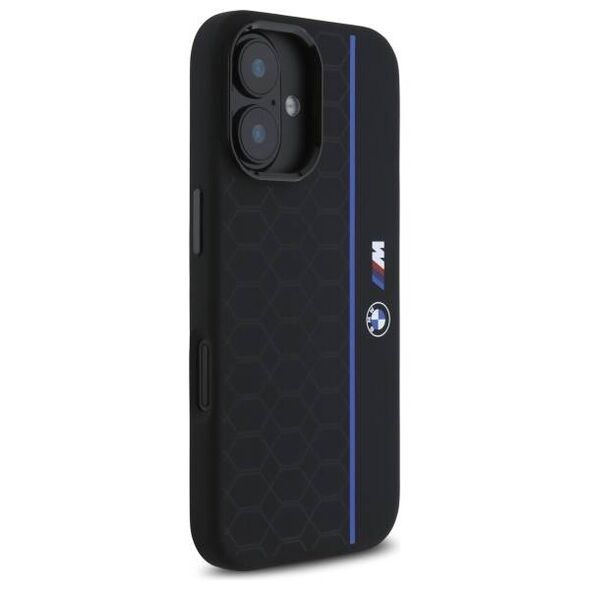 Original Case IPHONE 16 BMW Hardcase Silicone Hexagon Blue Line MagSafe (BMHMP16S23SHEB) black 3666339324841