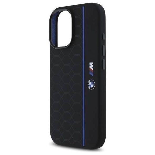 Original Case IPHONE 16 BMW Hardcase Silicone Hexagon Blue Line MagSafe (BMHMP16S23SHEB) black 3666339324841