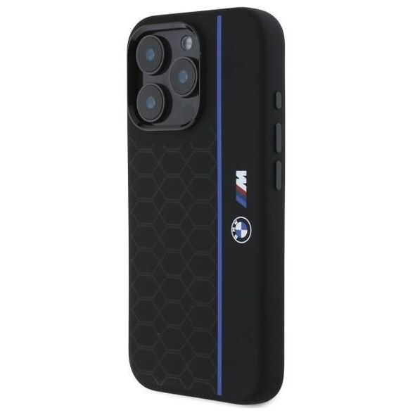 Original Case IPHONE 16 PRO MAX BMW Hardcase Silicone Hexagon Blue Line MagSafe (BMHMP16X23SHEB) black 3666339324872